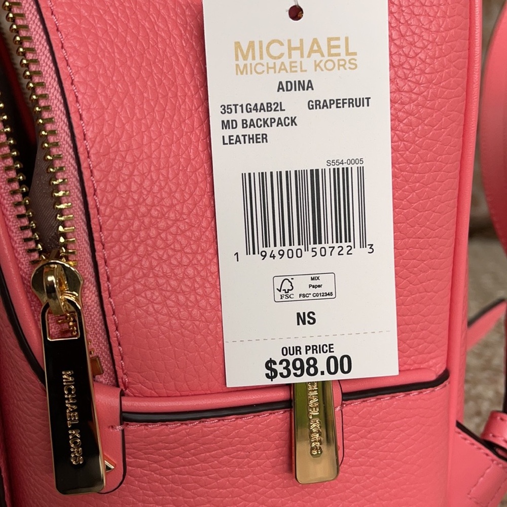 Michael Kors Adina MD Backpack Leather Grapefruit - Picture 12 of 16